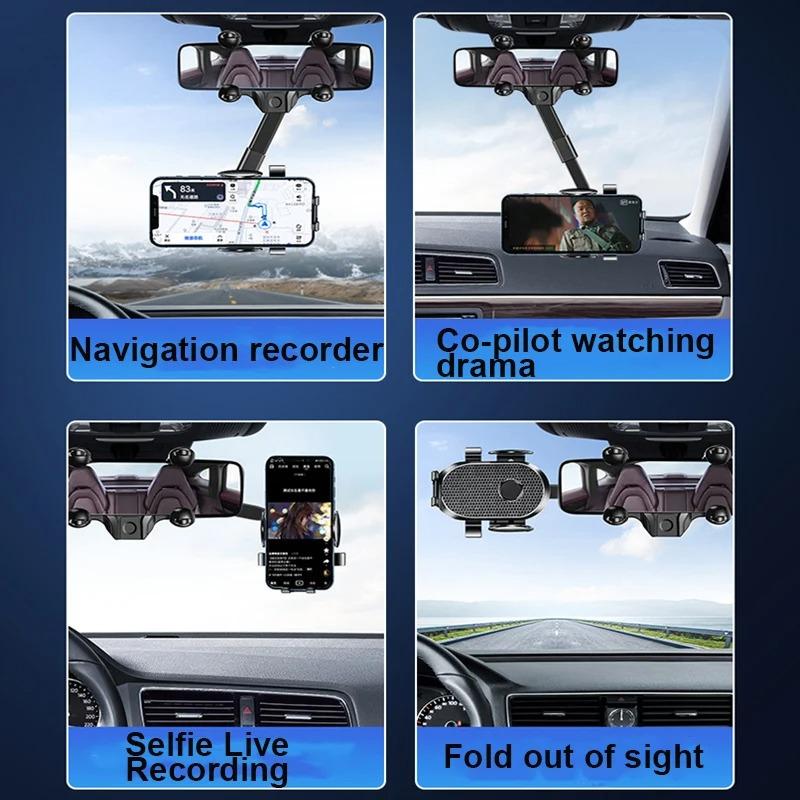 Car Phone Holder For Car Rearview Mirror Multi-function 360 Degree Rotatable and Extendable Mobile Phone Holder For iPhone Samsu