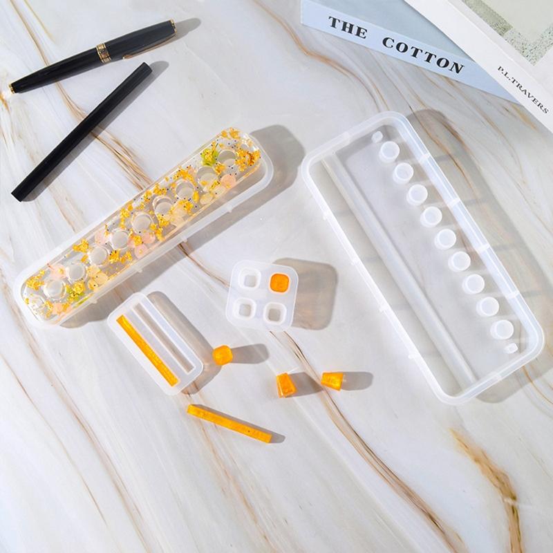 4Pcs/set Multi-Functional Pen Holder Resin Molds Storage Box Pencil Holder Silicone Mold Resin Casting Art for DIY Pen
