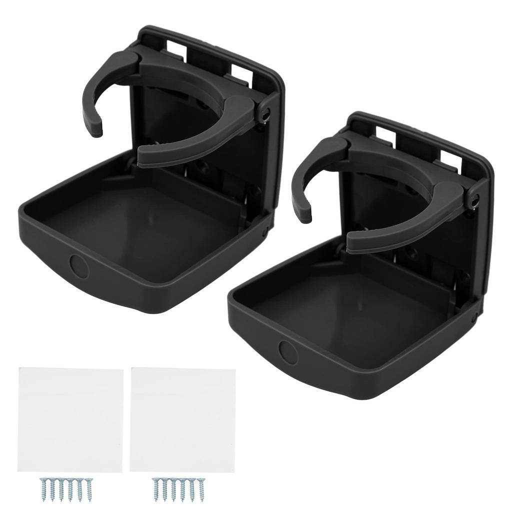 Foldable Car Cup Holder, Convenient Storage Space Saver, Easy To Clean Car Drink Holder with RV Camper Screws (Black) HF‑PA))