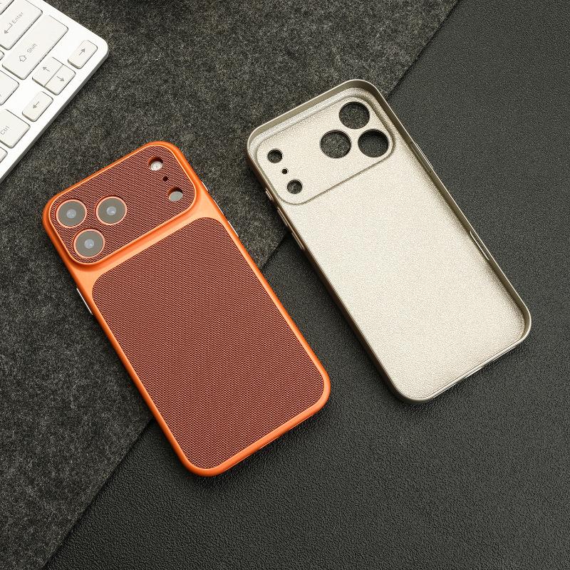 Vintage Woven Leather Textured Phone Case For iPhone 17 16 15 14 13 12 Pro Max Retro Shockproof PC Plating Armor Hard Back Cover