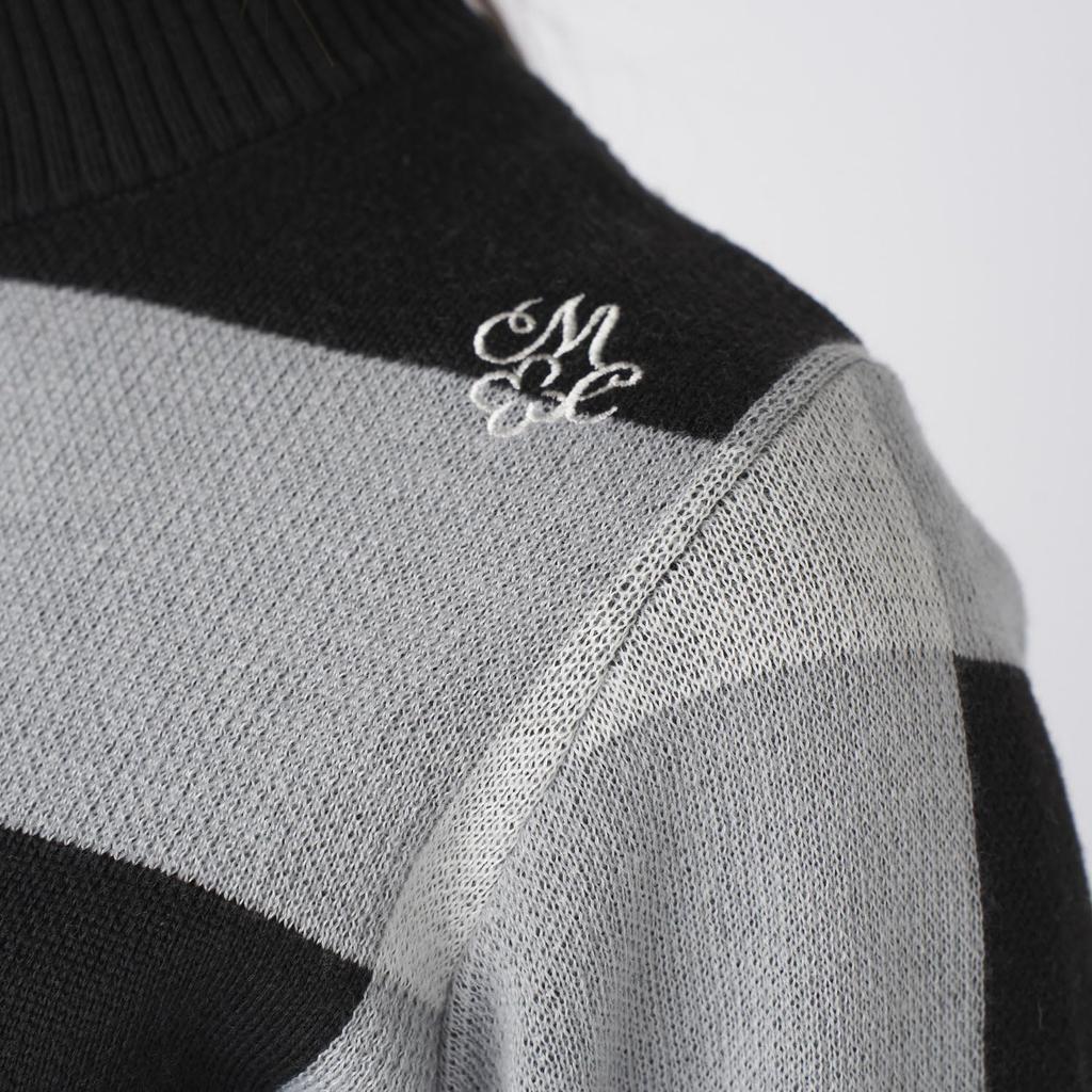 Marie Claire Black Mock Neck Checkered Golf Sweater Women's (735751)