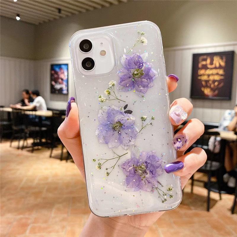 

Internet celebrity real flower Epoxy mobile phone case for Apple 17Promax transparent Iphone16 Xiaoqing fresh air 15 iPhone 17Promax