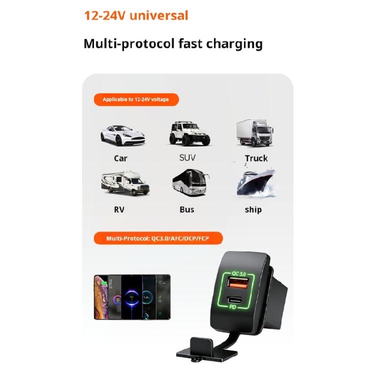 PD30W Type C And 18W USB Fast Double Port Car Charger With Safety Protections For Vehicles Panel Motorcycles