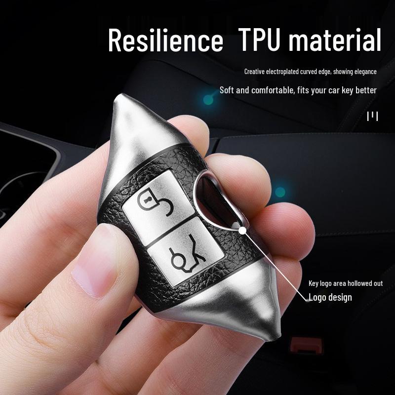 Mercedes-Benz Car Key Shell TPU Cover for CLA200, GLC260, C260L, GLA, C300 - Electroplated with Buckle (Female Design)