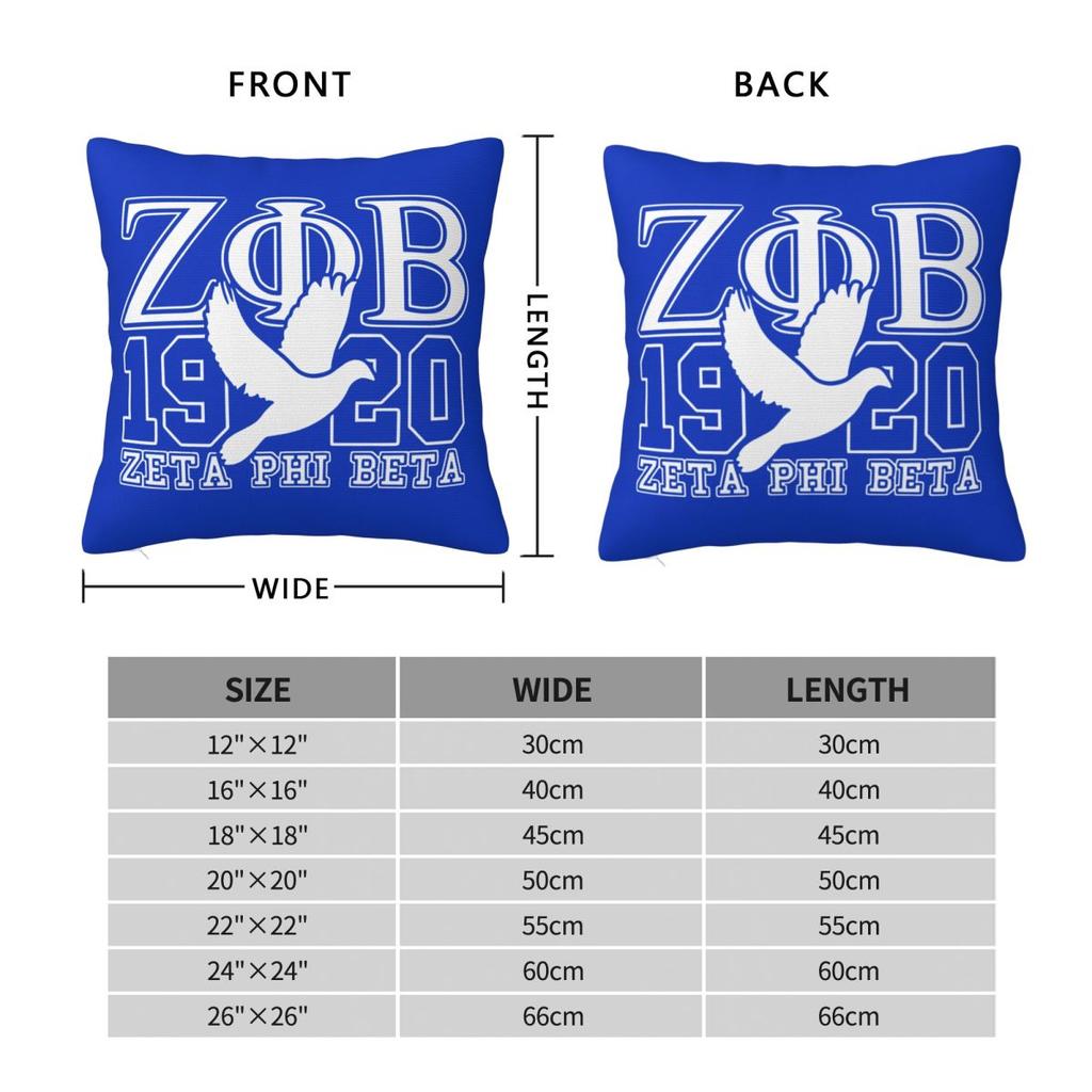 Zeta Phi Beta Square Pillow Cases Zpb Sorority Logo Cushion Covers Creative Zipper Decorative Pillowcase For Home 45X45Cm