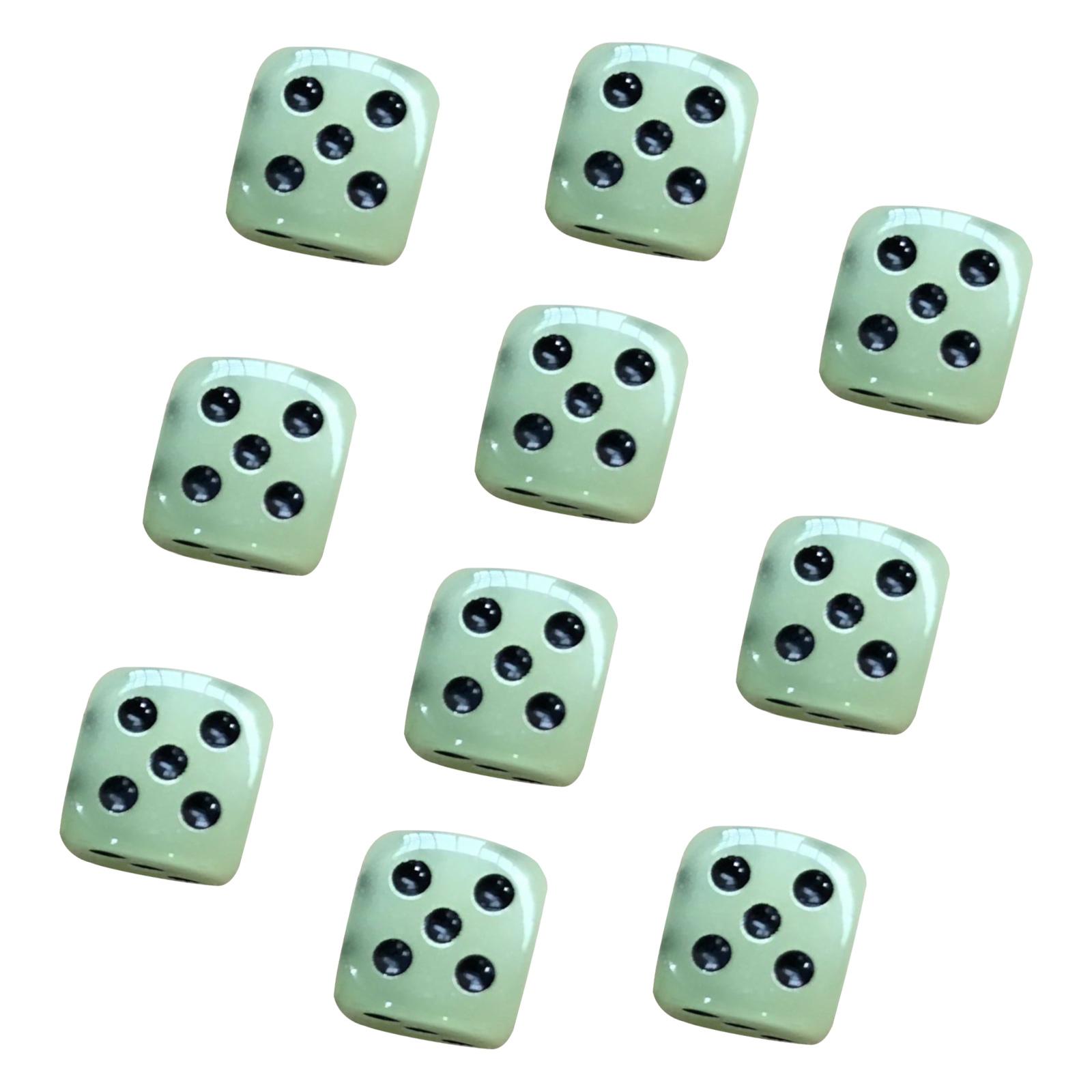

10 Pcs Six Sided Dices Glow in Dark Dices Acrylic Dices Table Game Dices Board Game Acessories for Table Game Math Game 1