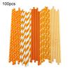 100Pcs Biodegradable Paper Straws Colorful Striped Print Food-Grade Safe Drinking Straws Party Supplies