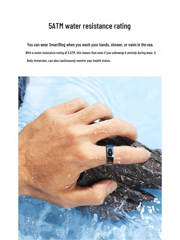 QRING R08 Smart Ring: Wodoodporny z monitorowaniem tlenu we krwi, snu, tętna, alertami o wiadomościach, sterowaniem gestami.