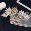 2024 New Baroque Round Wedding Crown Bridal Pageant Rhinestone Crystal Tiaras Crown Molding Headpieces For Queens And King