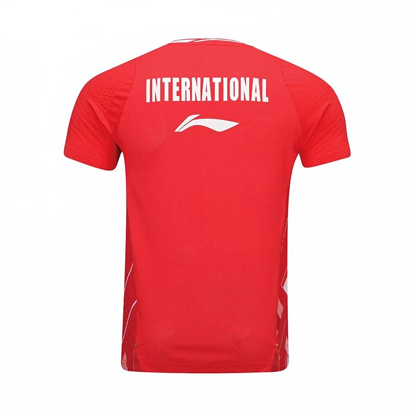 Li Ning Sports Quick-Dry Competition Training Badminton Suit Men Sportswear Red AAYT015-2