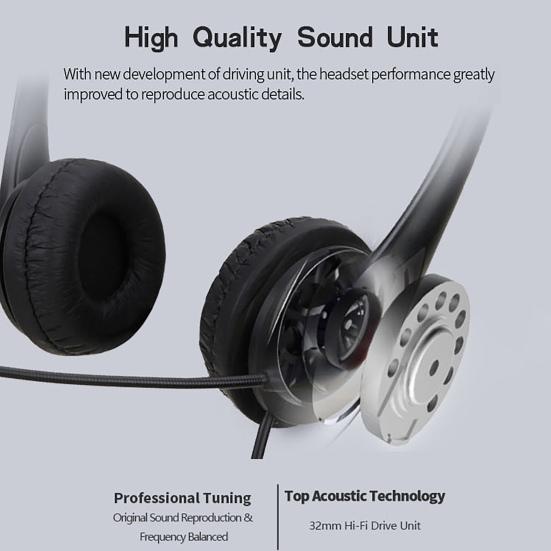 SY490 Wired Headset Universal Noise Cancelling Over Ear USB Binaural Headphone with Mic for Online Teaching