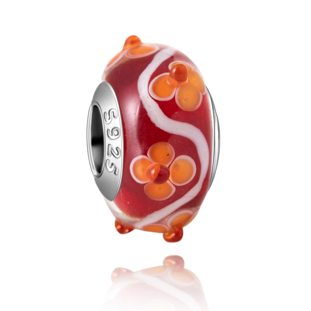 Murano Glass Collection Copper MultiColor Blue Bump Charm Fits Bracelets Women Exquisite Jewellery Accessories Gifts