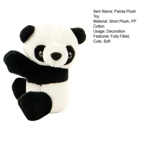 10cm Klipsli Panda Bebek Yumuşak Sevimli Mini Panda Peluş Asılı Süs PP Pamuk Dolgulu Hayvan Peluş Oyuncak Oturma Odası Perde Dekor Hediyelik
