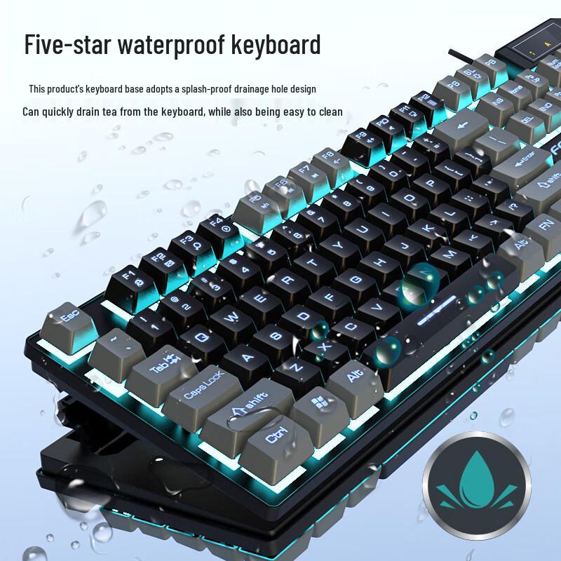 FOREV FV-Q8 Color-Block Backlit Wired Gaming Keyboard