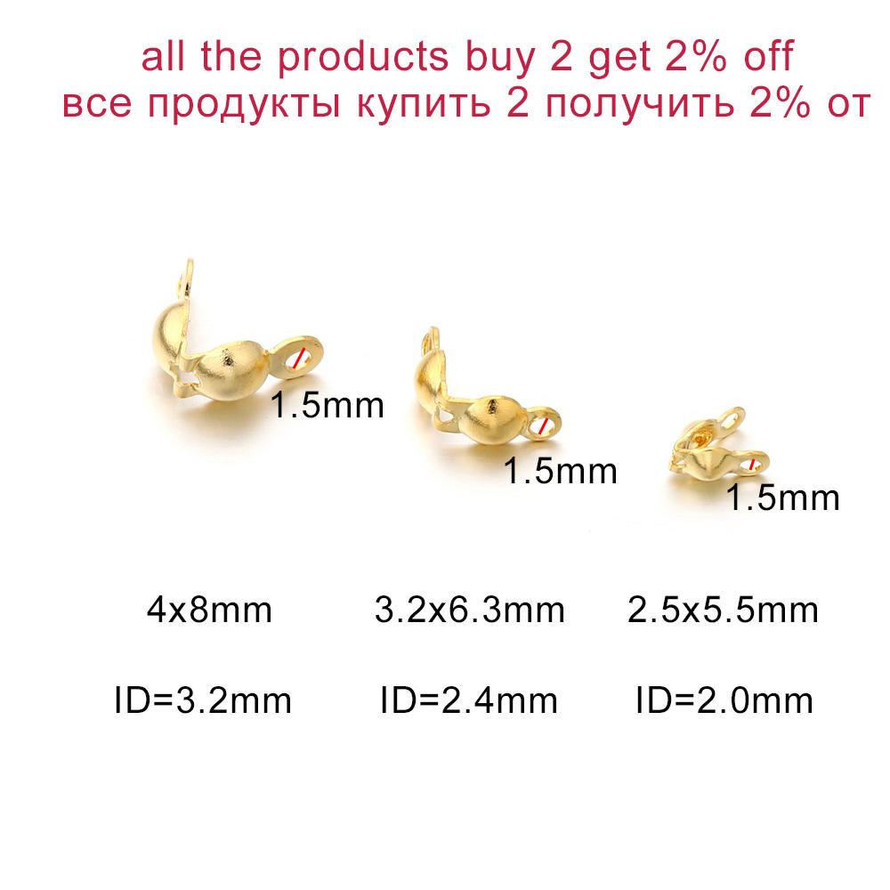 100pcs Stainless Steel Connector Clasp Ball Chain Calotte End Crimps Beads Connector Components for DIY Jewelry Making Supplie