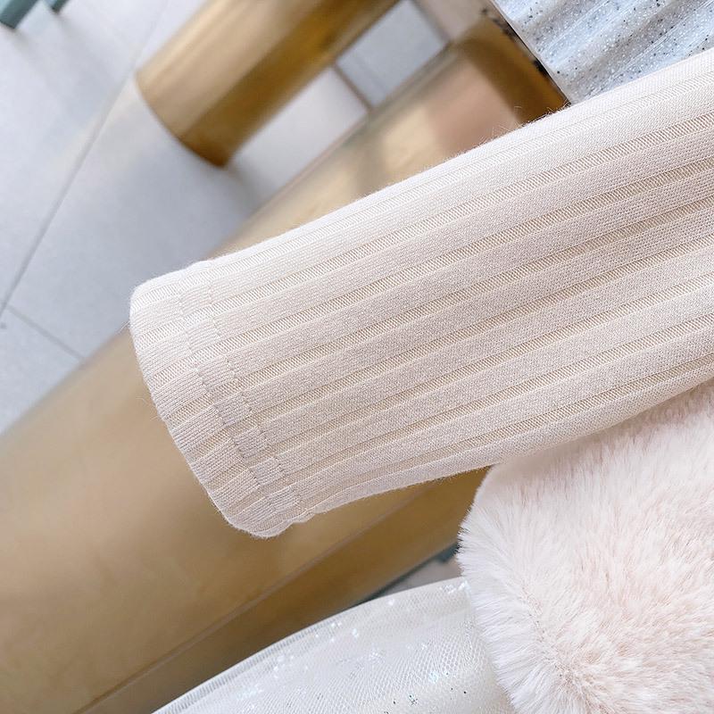 Gemütliches Winter 2022 Kleinkind Prinzessin Strickkleid Set - Fleecefutter, Zweiteilig AD0632