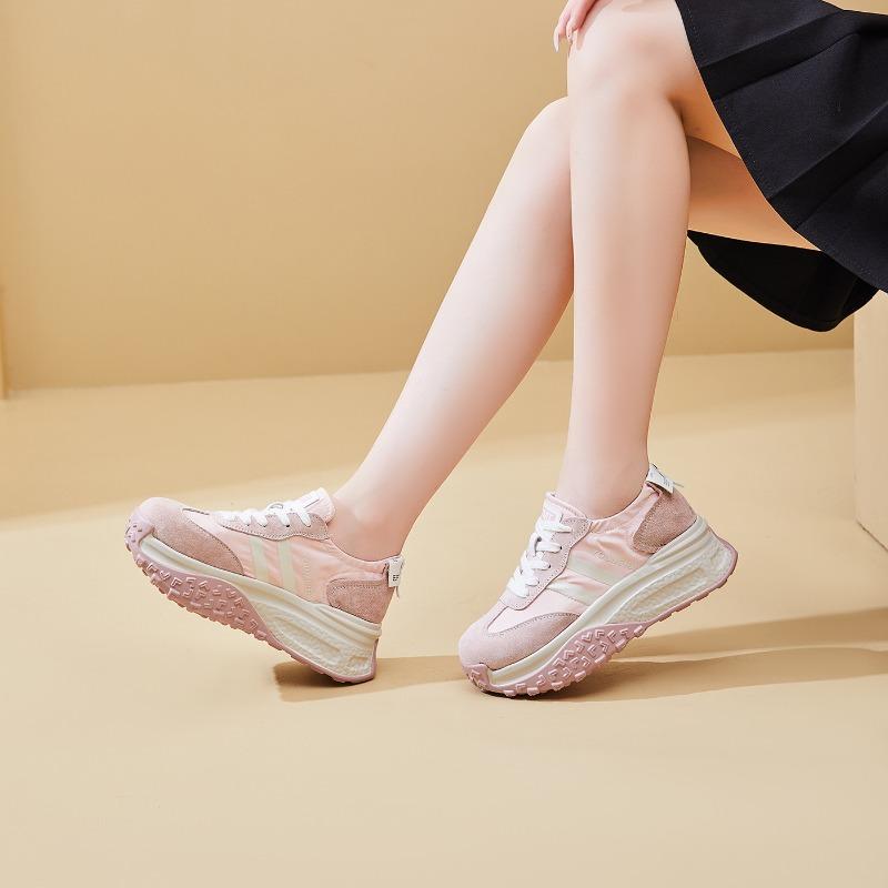 Nové dámské tenisky, módní sportovní jednobarevné boty se silnou podrážkou