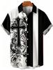 Gothic Cross Floral Print Short Sleeve Shirt, Trendy Casual Button-Up Top