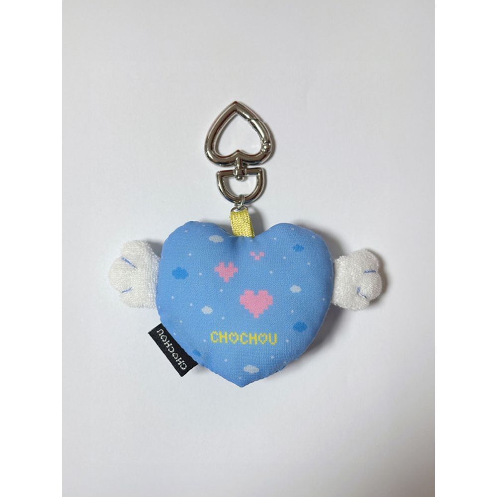 CHOCHOU WING HEART PIXEL KEY RING [ANGEL SKY]