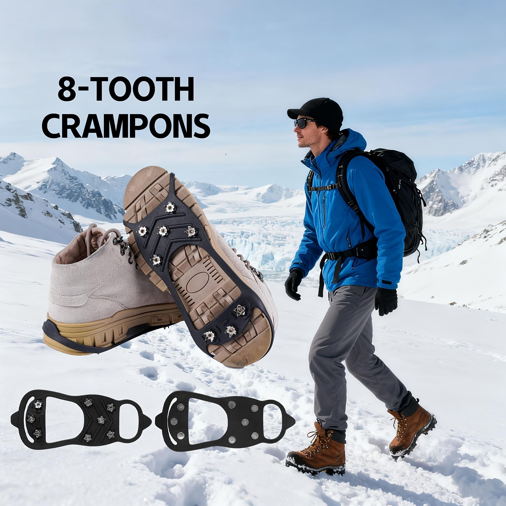 Ice Claw Anti slip Shoe Cover 8 Teeth Ice Gripper Spike for Shoes Outdoor Anti-Slip Hiking Mountain Climbing Skiing Shoe Covers M
