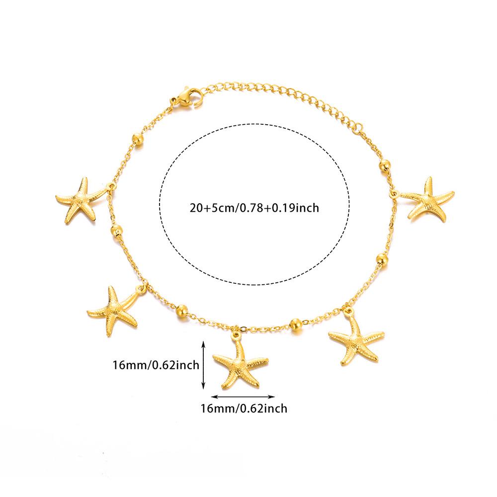 20+5cm Anklets for Women Stainless Steel Shell Starfish Imitation Pearl Leg Bracelets Gold Color Beach Summer Bodychain Jewelry