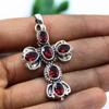Pendentif croix en pierre précieuse grenat rouge 925 bijoux en argent sterling pendentif fait main