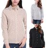 Camisas de Algodão Xadrez Femininas Manga Comprida Primavera Blusas Formais Gola Pontuda Top de Escritório Feminino