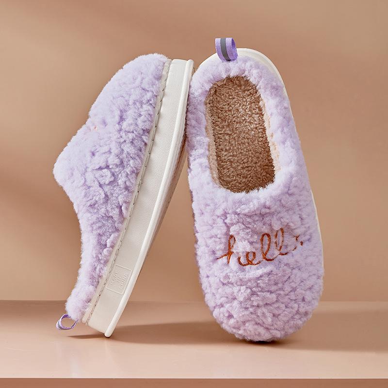 Winter wear non-slip fluffy slippers cotton mop thickened warm indoor cotton slippers
