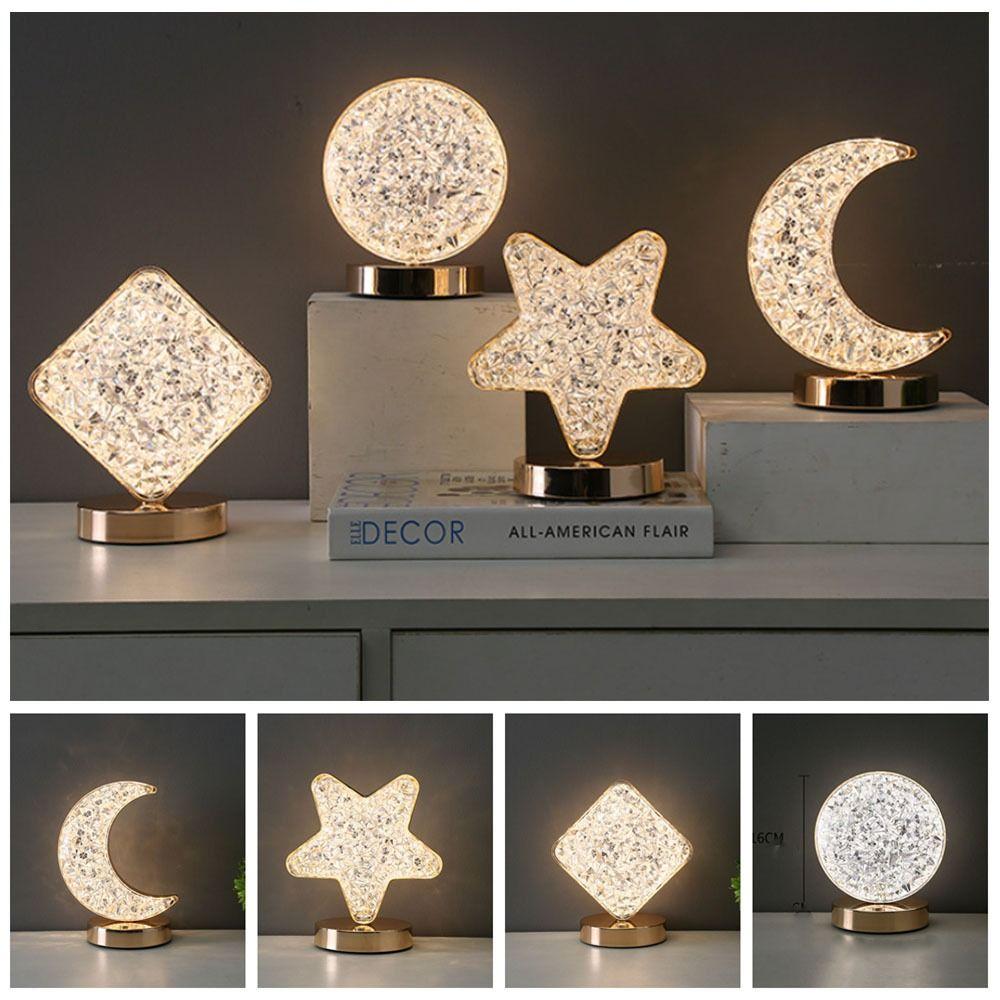 

Tricolor Colors Star Moon LED Table Lamp Touch Dimming LED Crystal Lamp Birthday