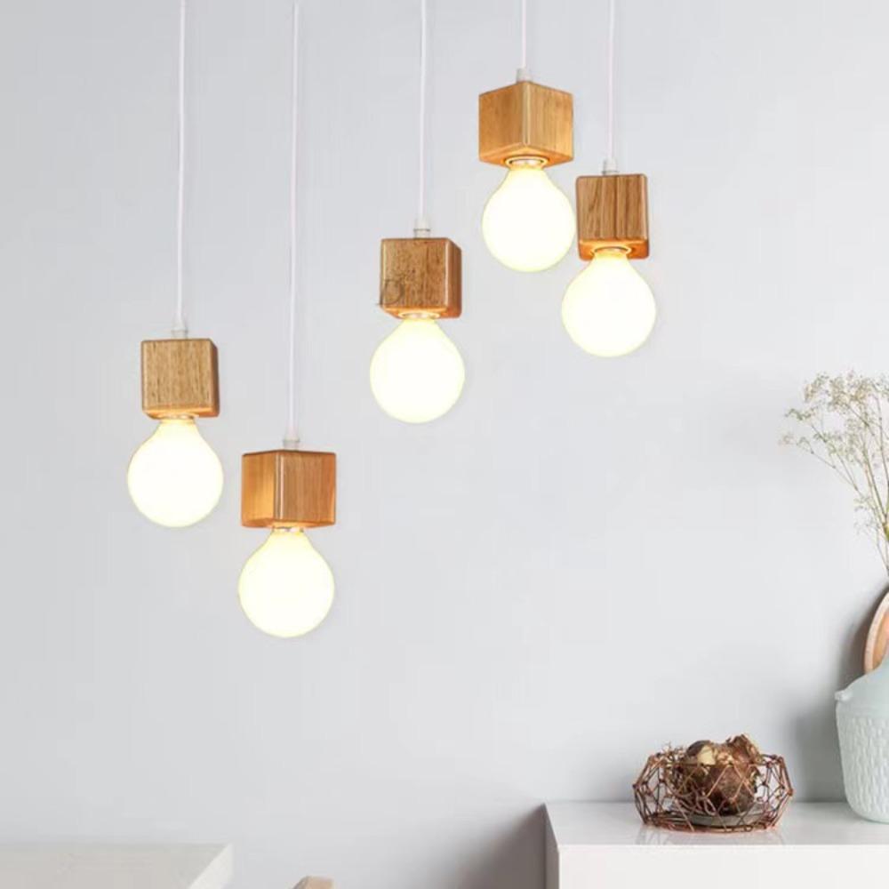 E27 Nature Wood Hand-woven Pentant Light Durable Wabi-sabi Chandelier Hanging Light for Restaurant Bedroom Corridor Teahouse