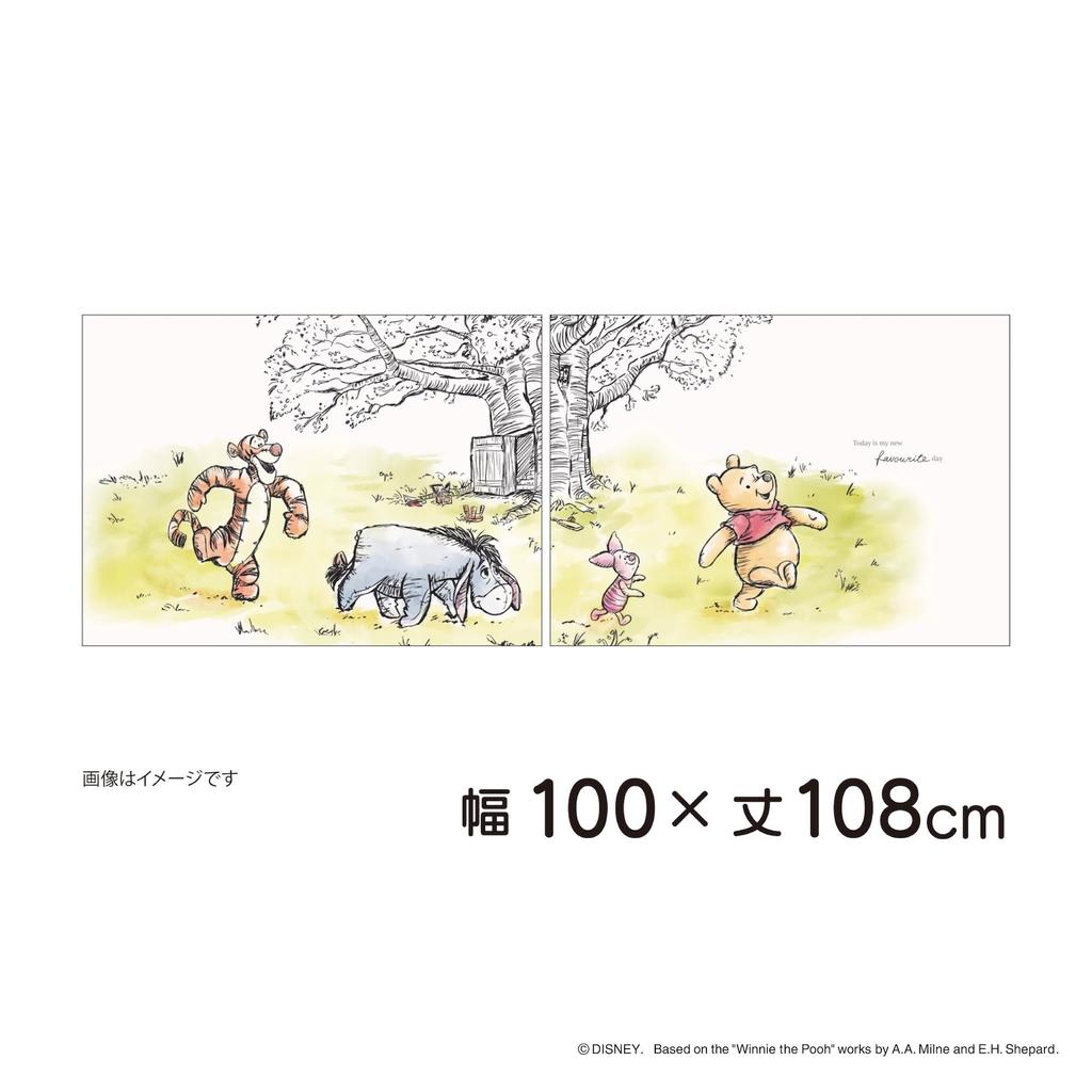 MORIPiLO Disney Winnie the Pooh Lace Curtains Connecting Art Set of Cute Disney Makura No Morishita (Patterned, Single-Panel Curtains), 100x176cm, 2,