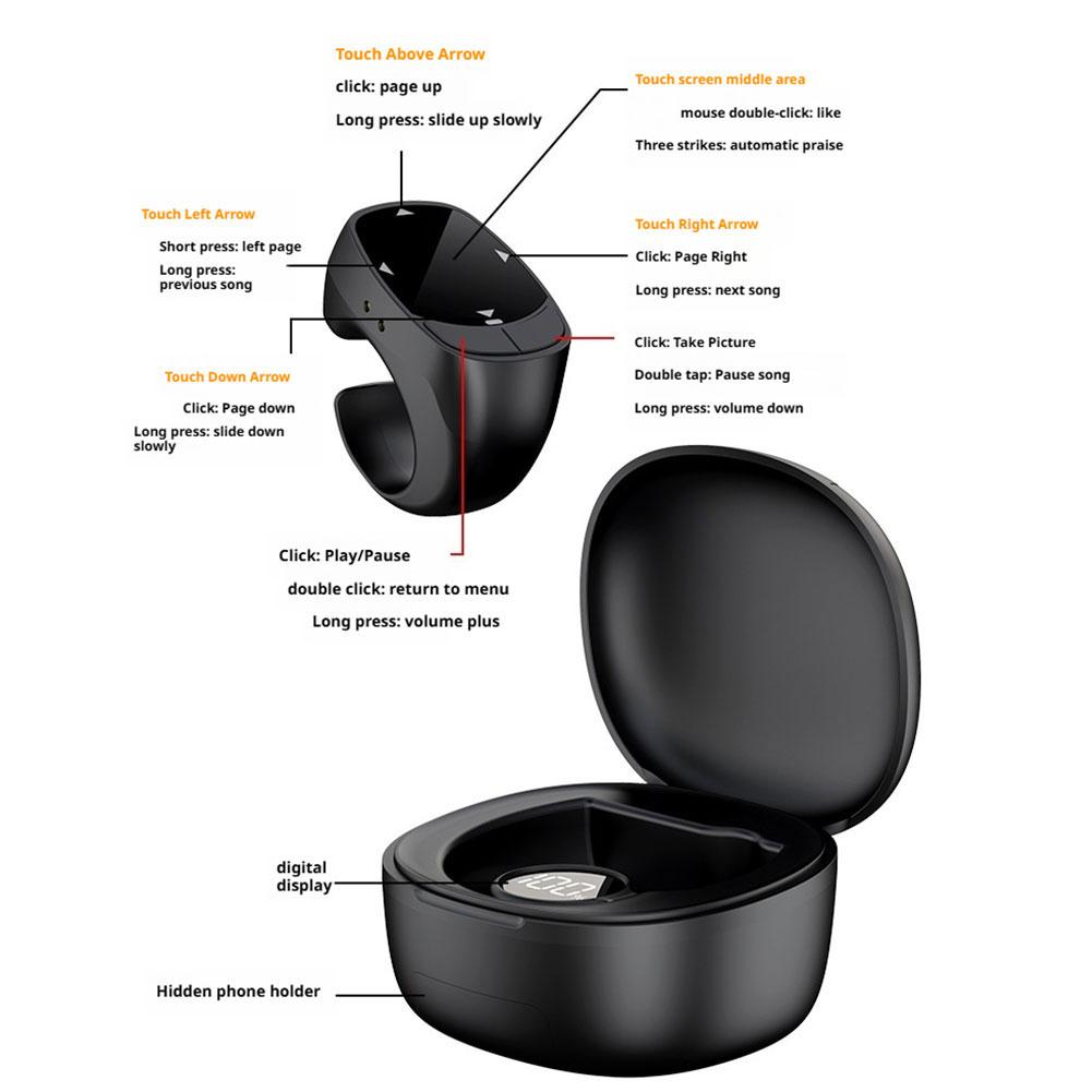 Remote Control BT Camera Video Recording Remote Remote Scrolling Ring Smart Touch Screen Page Turner Triggers for iPhone Android