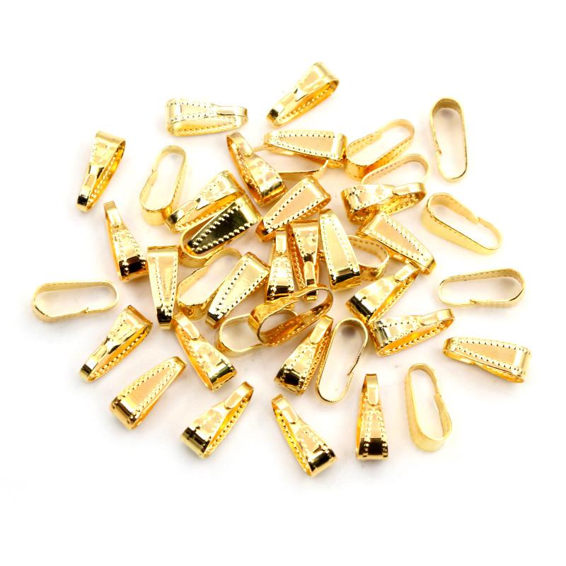 100pcs 11*4mm Bronze Gold Silver Plated Pendant Necklace Buckle Clasp Connectors For DIY Jewelry Making Findings Accessories 