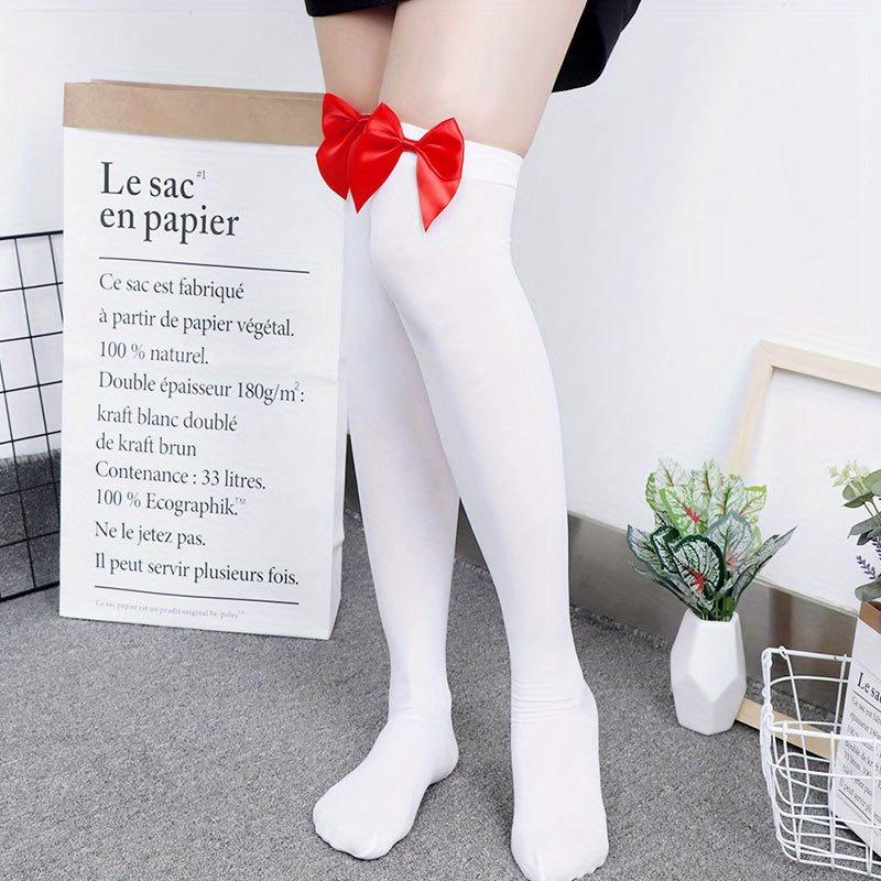 Sexy Thigh-High Bow Stockings for Women Pantyhose Breathable Black White Stocking Thigh Over Knee Stockings Cosplay Gifts