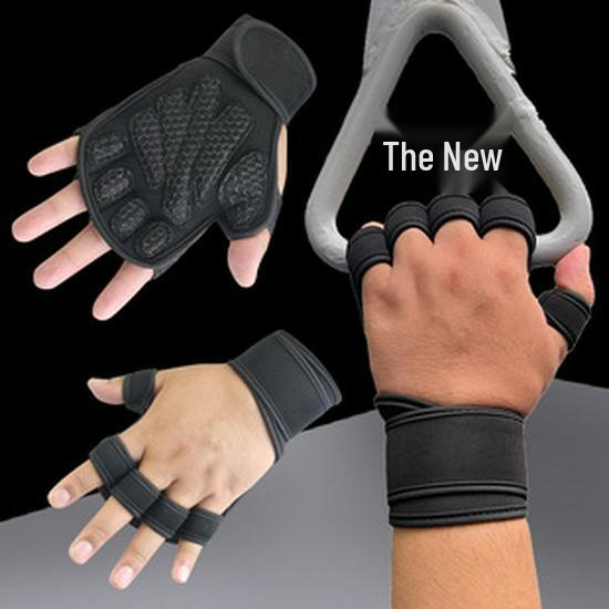 Half Finger Fitness Gloves with Wrist Support for Men & Women – Perfect for Pull-ups, Dumbbells, Deadlifts, and Barbell Protection
