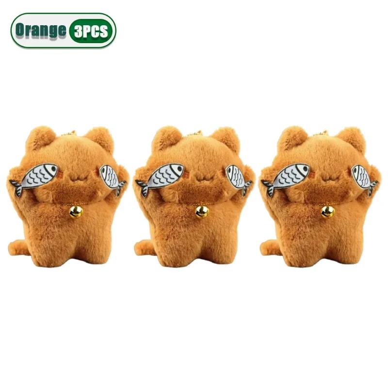 Cute Catch Fish Shy Kitten Key Pendant Plush Doll Cat Pendant Book Bag Charms Children'S Birthday Party Favours