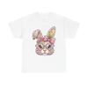 Floral Bunny Face Tee | Easter Rabbit with Glasses and Bow
