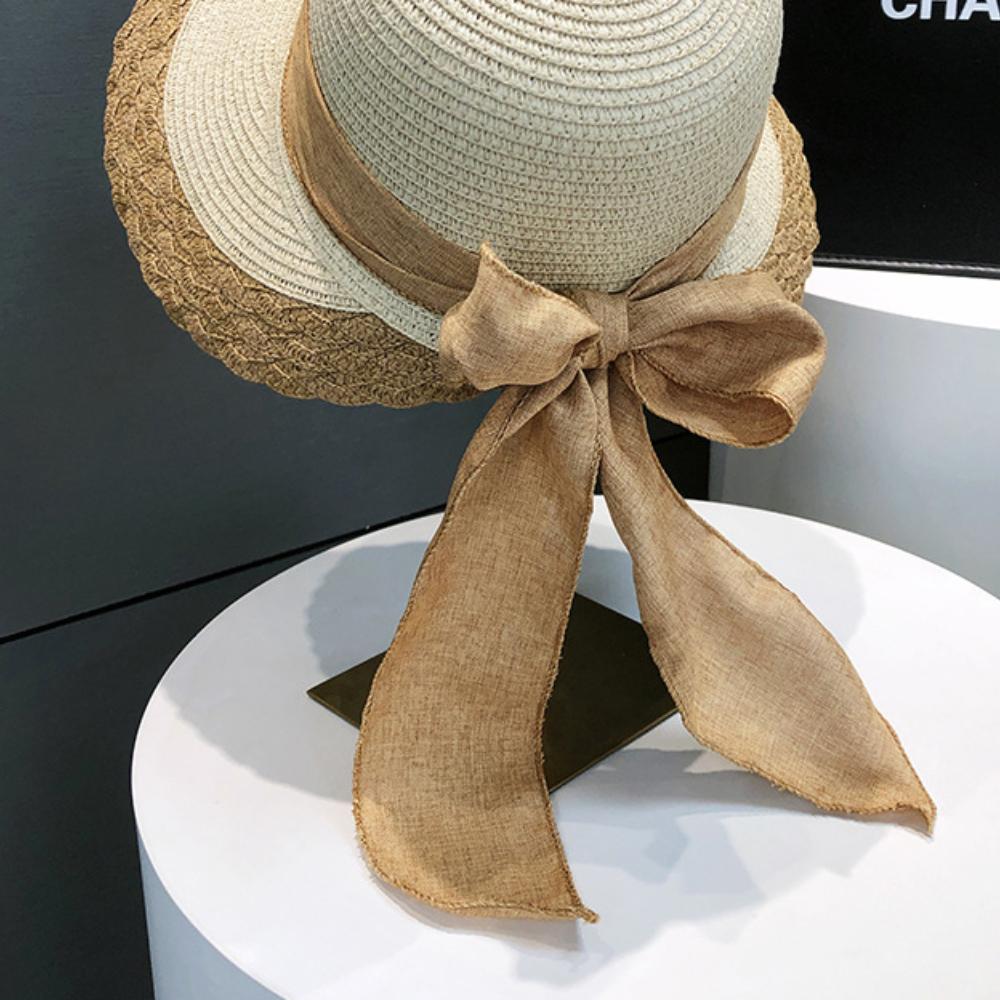 New Streamer Summer Sunscreen Straw Hat Big Eaves Travel Cover Sun Hat Casual Sun Hat