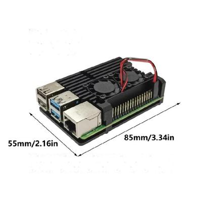 Aluminiumlegierung Pi 4B Armor Case mit integriertem Doppellüfter für Raspberry Pi4B Gehäuse Verbessert die thermische Leistung