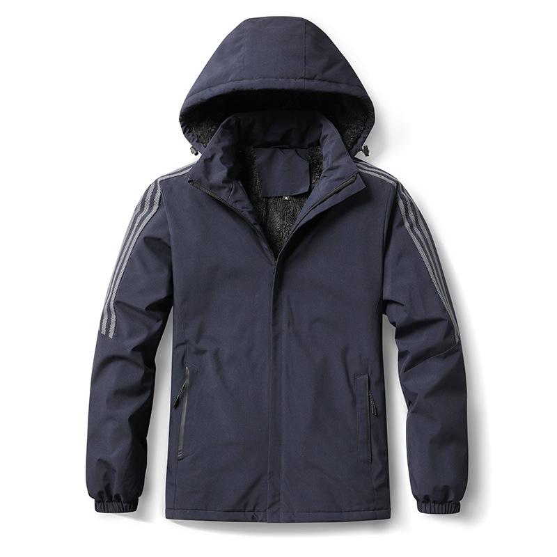 

2025 autumn and winter men s casual velvet thickened warm cotton-padded clothes outdoor casual windproof warm jacket top 5XL синий