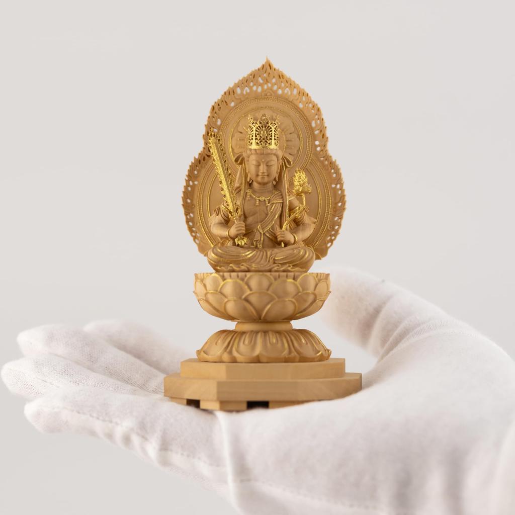 Miniature Buddha Kokuzo Bosatsu 11cm Buddha Wood Ornament Kokuzo Bosatsu (wood Boxwood, Gold-dust Finish) - Statue, Figure, Carving, (GSB