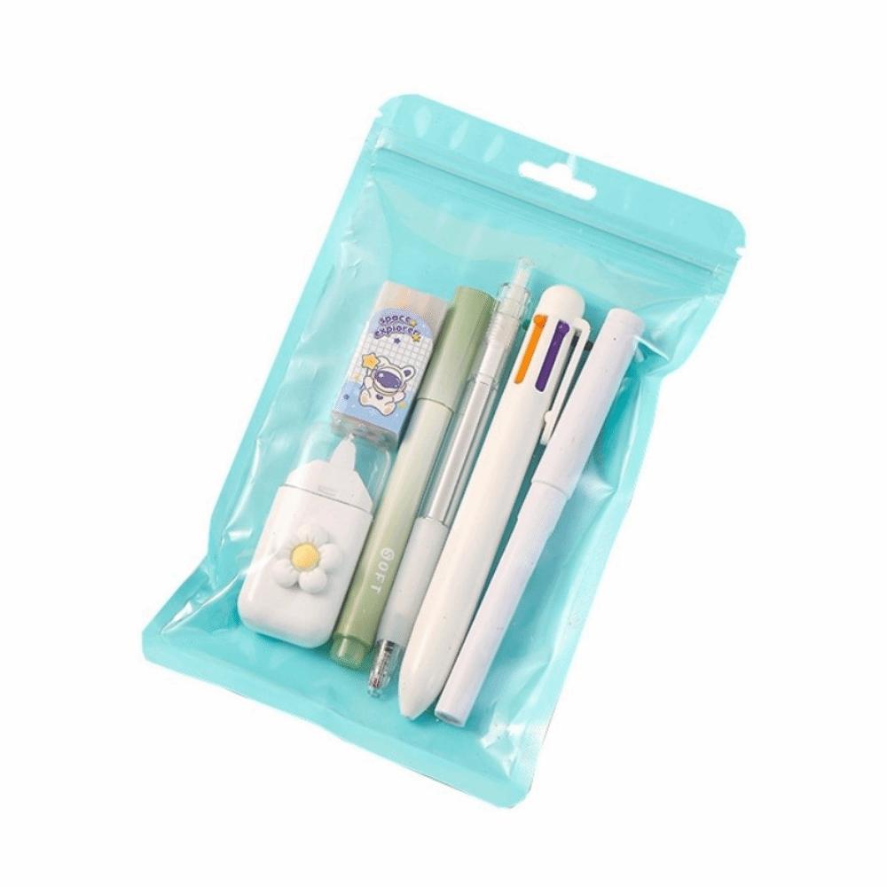

6Pcs/Set Cartoon Student Tools Gift Kit 6 Color Pens Learning Gift Box School Supplies білий