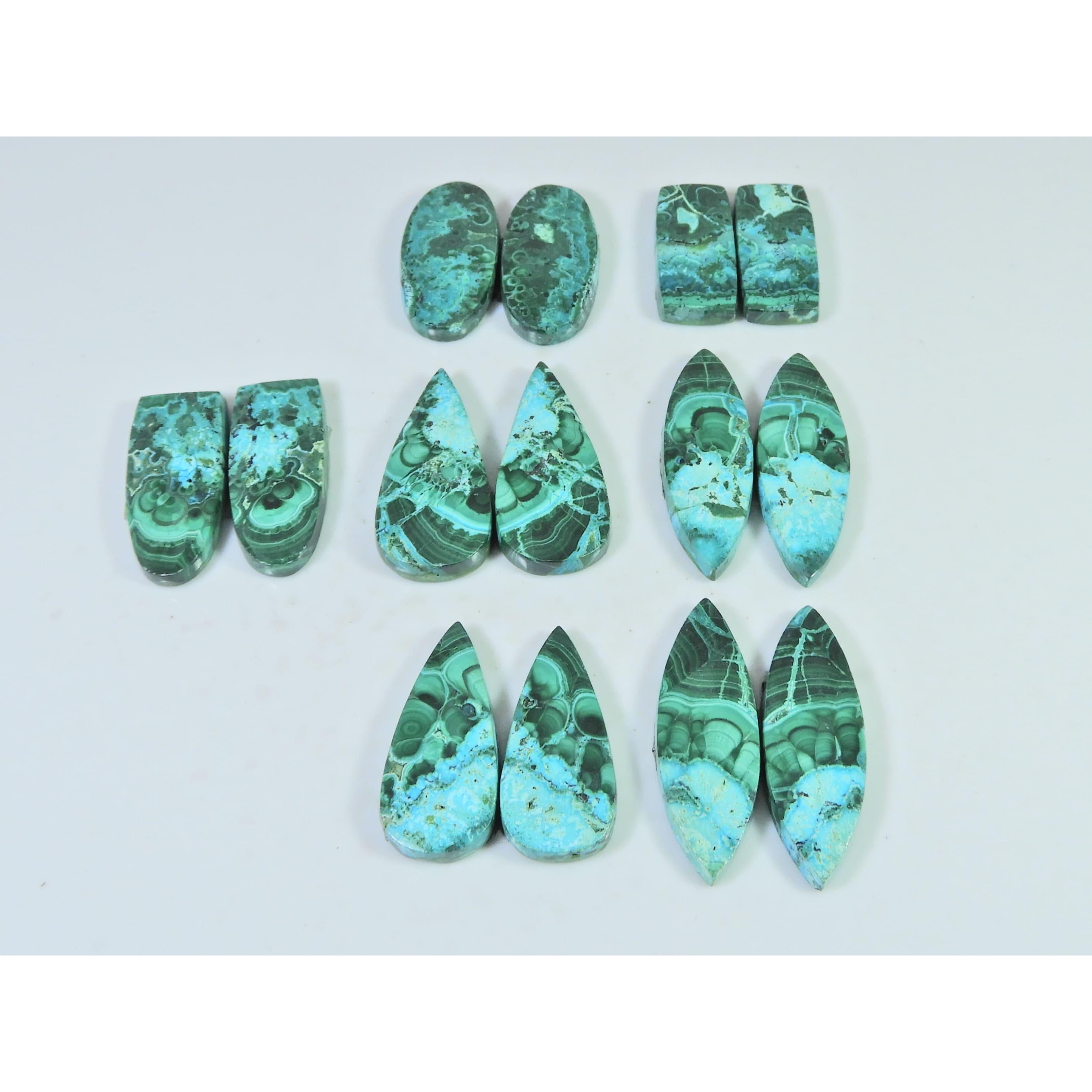 198Cts. Natural Chrysocolla Malachite Mix Cabachon Loose Gemstone 07 Pcs Lot C-2788