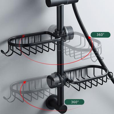 Bathroom Shelves Shower Rack Aluminum Basket for Shampoo Soap Bathroom Storage Adjustable Kitchen Faucet Sink Rag Holders