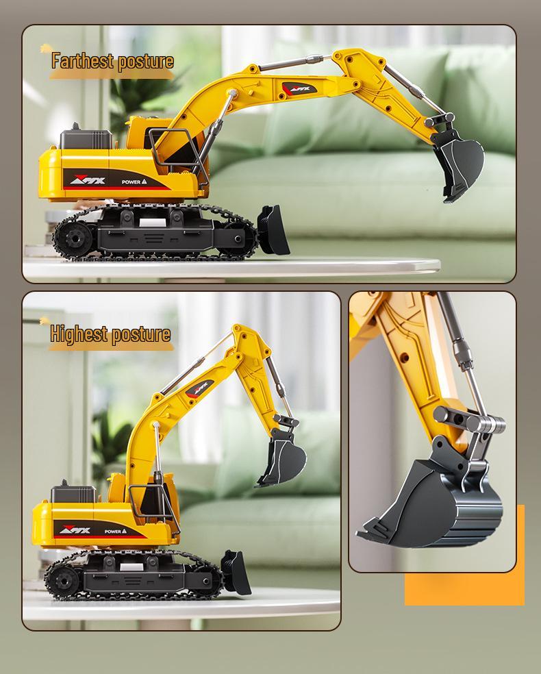 11-Channel Rechargeable Electric Alloy Excavator Bulldozer with Spray Simulations - Children's Engineering Toy