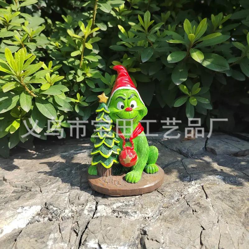 Christmas Grinch Green Hair Monster Christmas Atmosphere Gifts Ornaments Ornaments Creative Decorations Resin Crafts