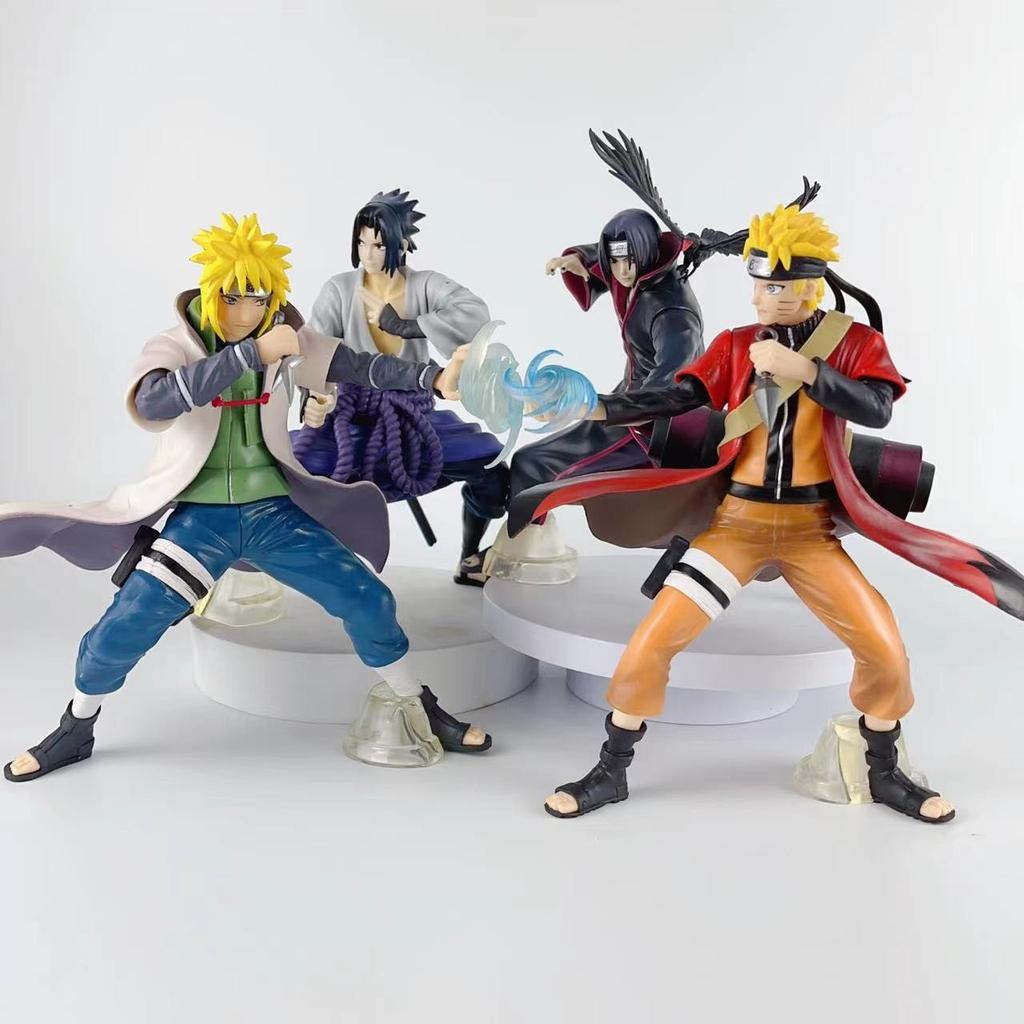 21CM Anime Naruto Rasengan Uzumaki Naruto Uchiha Sasuke Combat Pattern Figure Scene PVC Doll Model Decoration Toys Gift