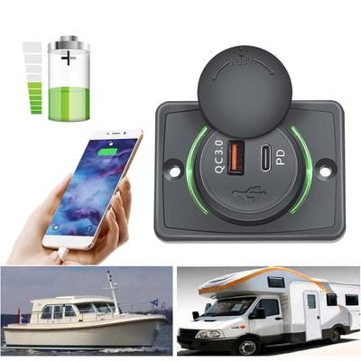 Dvojportová PD nabíjačka do auta 30W USB nabíjačka pre telefóny, tablety 12V-24V Nástenná USB nabíjacia stanica pre karavan, loď, SUV, ATV