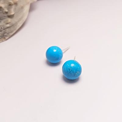 Roher Erz 8.0 Türkis Ohrstecker Rein Einfach Rund Blaue Ohrringe Unisex