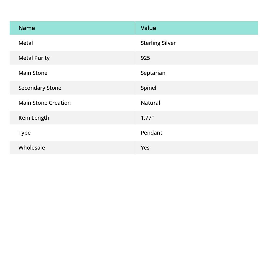 Septarienstein, Spinell 925 Sterlingsilber Schmuckanhänger 1,77" P4W88